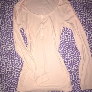 Pink button up long sleeve top